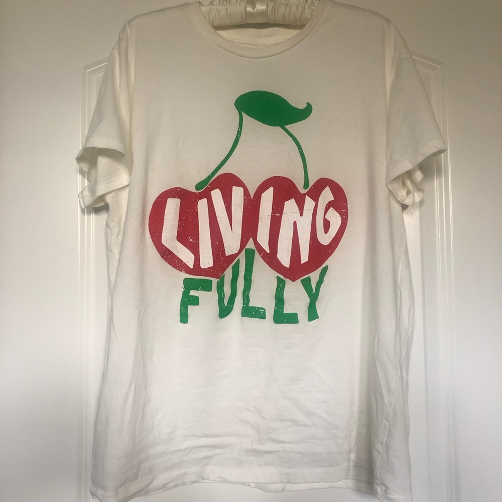 Sold Elsewhere - Living Fully Cherry Distressed Tee